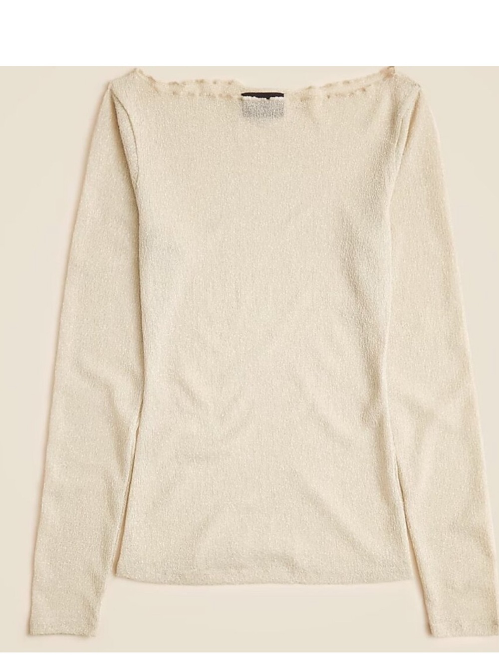 J.Crew Collection Sheer Metallic Boatneck Top Women’s XS NWT Shimmer Scalloped